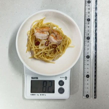 小皿1皿分の海老のペペロンチーノ