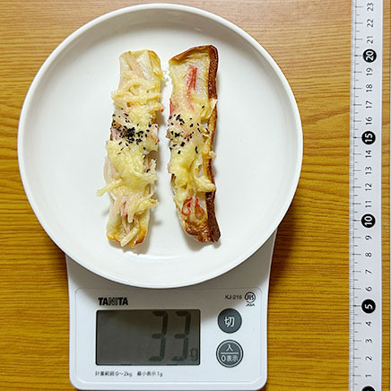 1本分のかにかまとちくわのチーズ焼き