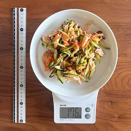 大皿1皿分のささみきゅうりキムチ