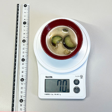 汁椀(小)1杯分のなすと油揚げの味噌汁