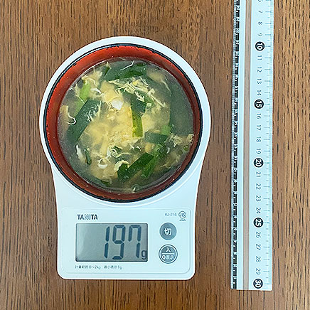 中椀1杯分のニラ玉スープ