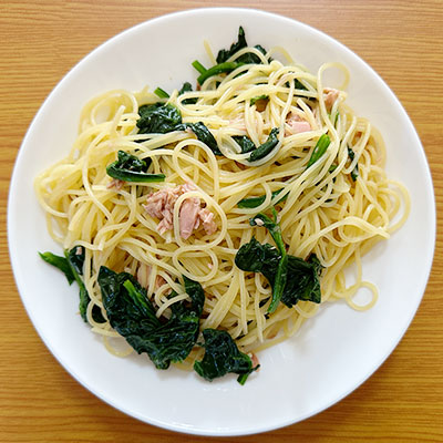 ほうれん草とツナの和風パスタ
