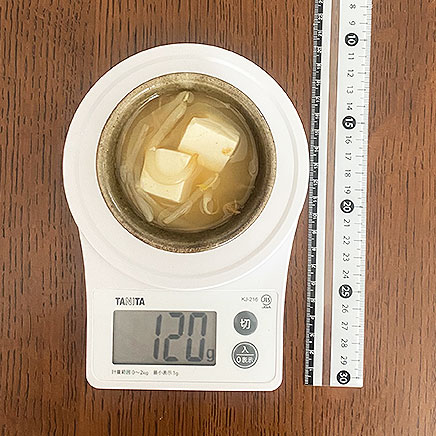 汁椀（小）1杯分のもやしと豆腐の味噌汁