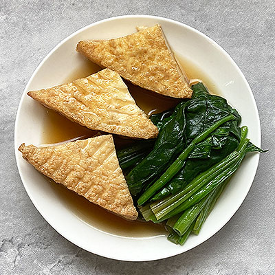 厚揚げとほうれん草の煮物