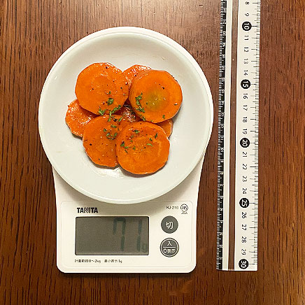 中皿1皿分の人参ステーキ