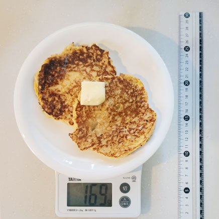 2枚分のオートミールのホットケーキ