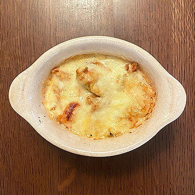 豆腐とキムチのチーズグラタン
