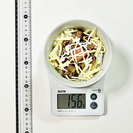 茶碗1杯分の明太子マヨチーズ牛丼