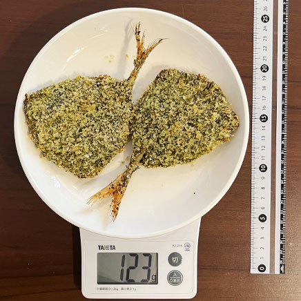 2枚分のアジのパン粉焼き