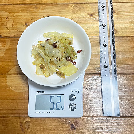 中鉢1鉢分のキャベツのオリーブオイル炒め