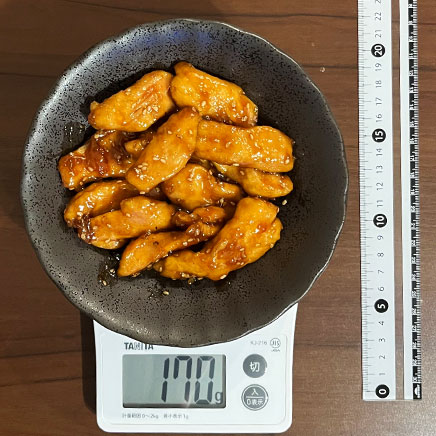 深皿（中）1皿分のささみの焼肉のたれ炒め