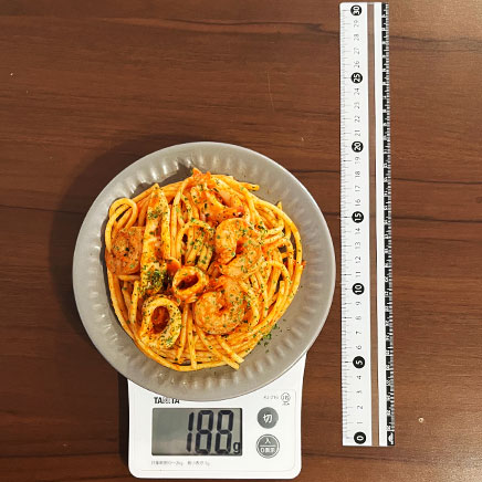 小皿1皿分の魚介のマリナーラパスタ