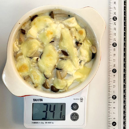 グラタン皿1皿分のきのこの豆腐グラタン