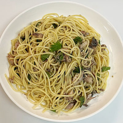 鯖缶の和風パスタ