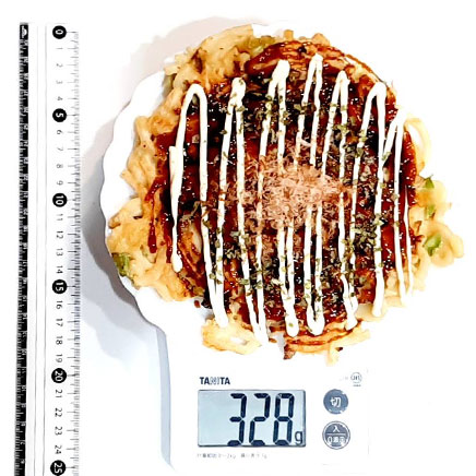 1枚分のうどん入りお好み焼き