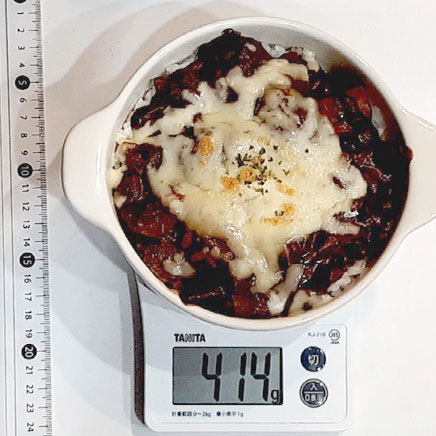 グラタン皿1皿分のビーフシチュードリア