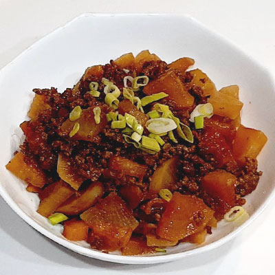 大根とひき肉の炒め物