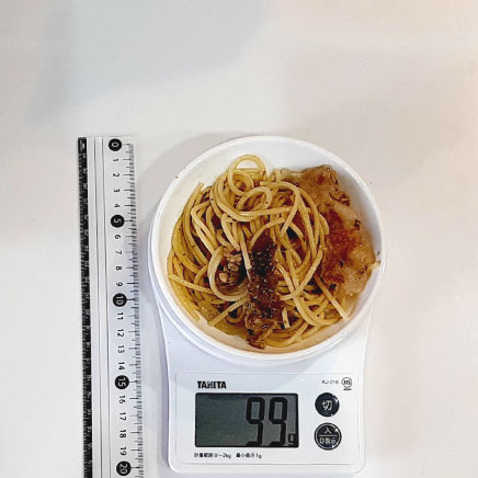 深皿(小)1皿分の豚肉のジェノベーゼパスタ