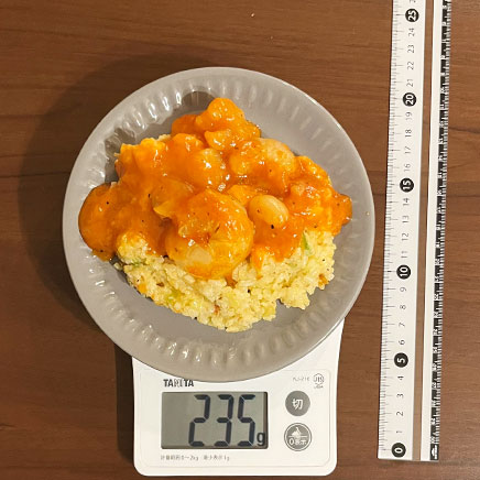 小皿1皿分のエビチリチャーハン