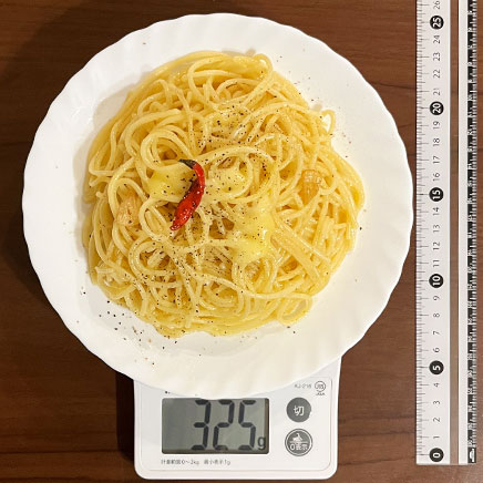 中皿1皿分のゴーダチーズのペペロンチーノ