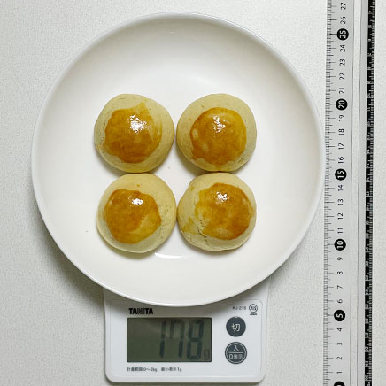 4個分のクッキーまんじゅう