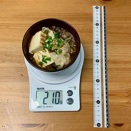 汁椀1杯分のしらたきの豚キムチスープ