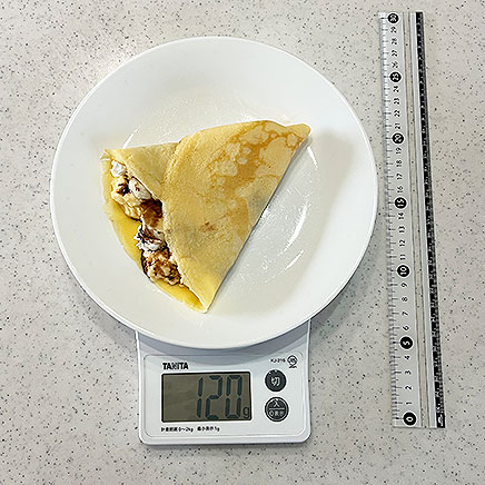 直径20cmの生地1枚分のバナナカスタードクレープ