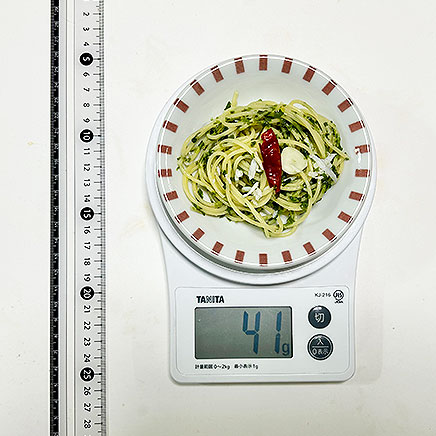 小皿1皿分の青のりとしらすのパスタ