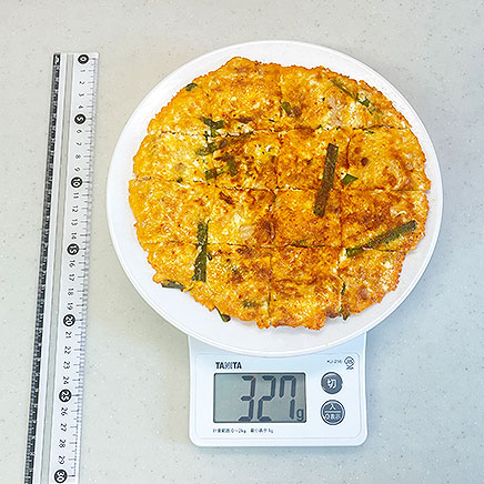 直径約18cmの豆腐キムチチヂミ