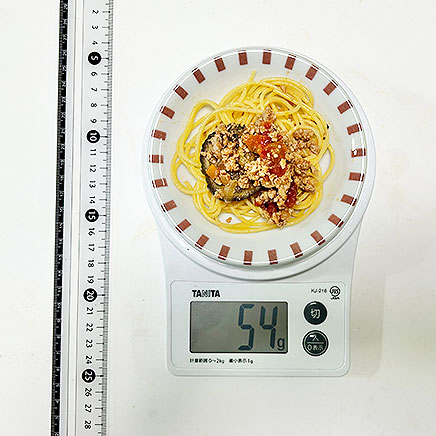 小皿1皿分のナスのミートソースパスタ