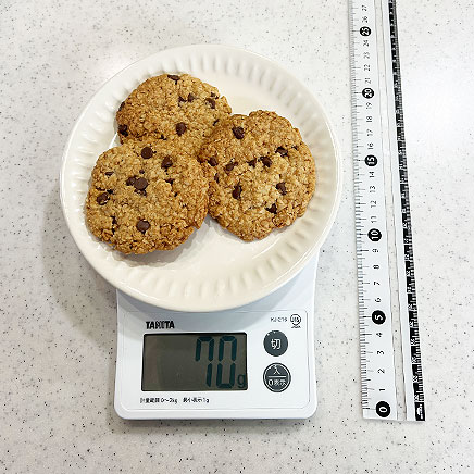 3枚分の米粉オートミールクッキー