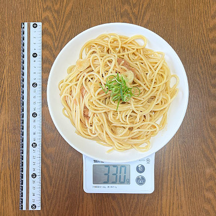 大皿1皿分の明太ペペロンチーノパスタ