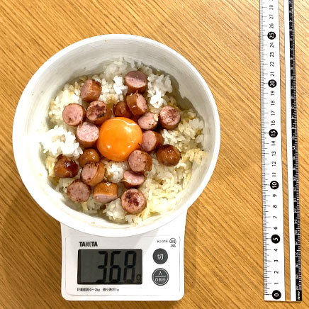 どんぶり1杯分のウインナー丼