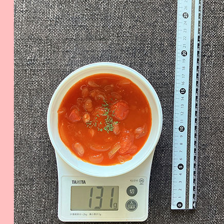 汁椀（小）1杯分のうずら豆のトマト煮込み