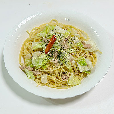 ツナとキャベツのペペロンチーノ