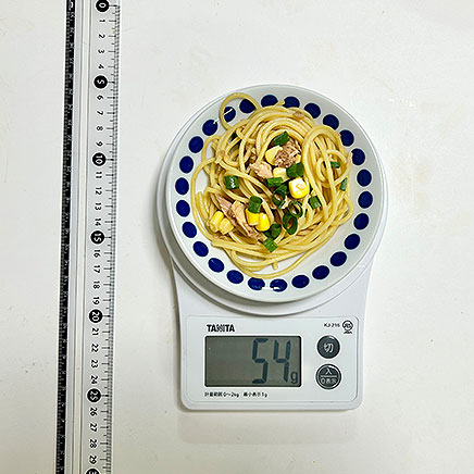 小皿1皿分のツナとコーンの和風パスタ