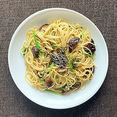 干ししいたけの和風パスタ