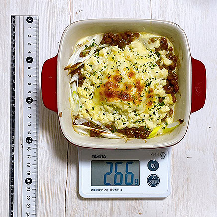 グラタン皿（大）1皿分の納豆豆腐グラタン