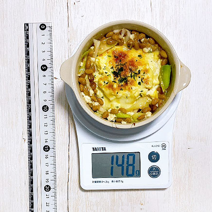 グラタン皿（中）1杯分の納豆豆腐グラタン