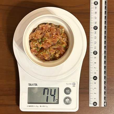 豆鉢1杯分のカツオのなめろう