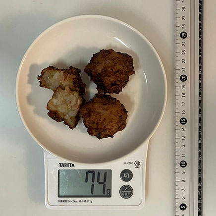 3個分のエビのすり身揚げ