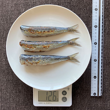 3尾分のいわしの塩焼き