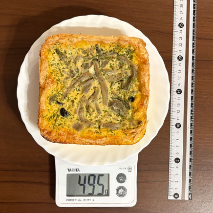 約18cm×18cm×5cmパイシート型1個分のきのこのキッシュ