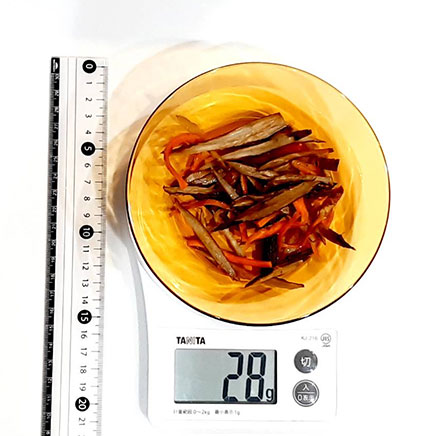 1個分のきんぴらベーグルに使用したきんぴらごぼう