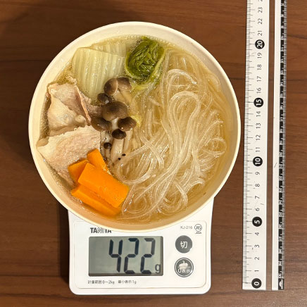 小どんぶり1杯分のくずきり鍋