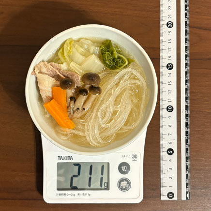 中鉢1杯分のくずきり鍋